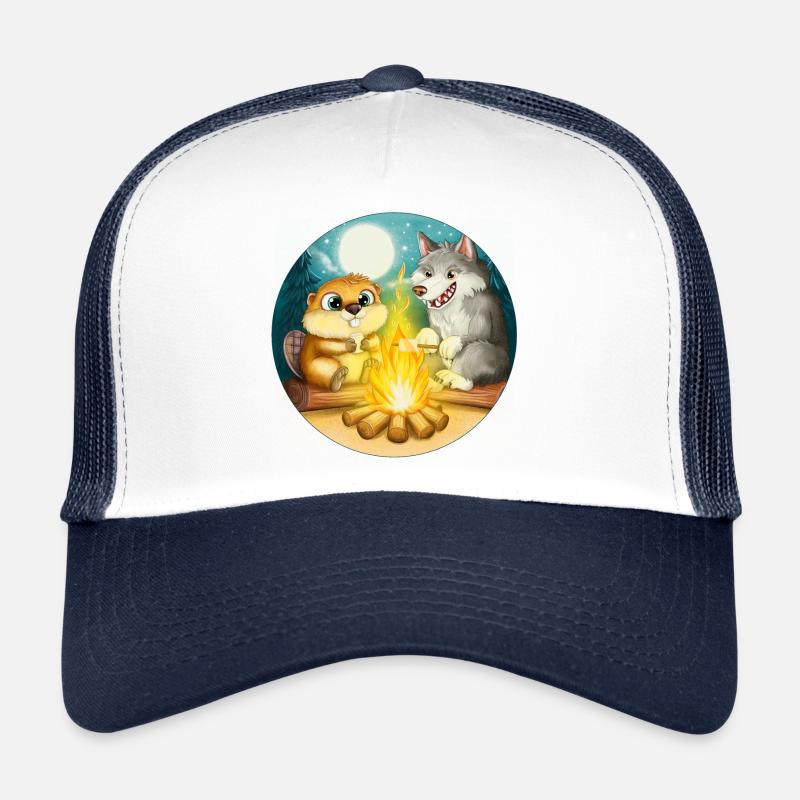 Castor et loup - Amis au feu de camp Casquette trucker 