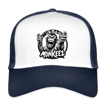 Urban Monkeez Smiling Monkey Sprayer - raffstaff ® - Trucker Cap - Weiß/Navy - Vorne