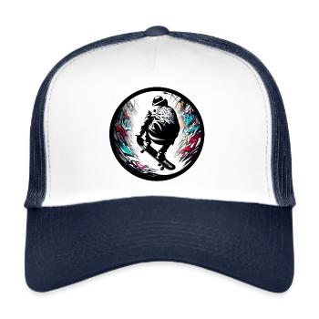 Skater Graffiti Halfpipe Board Sk8 - raffstaff ® - Trucker Cap - white/navy - Front