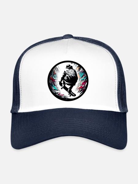 Skater Graffiti Planche de halfpipe Sk8 - raffstaff ® - Casquette trucker  - blanc/marine - Devant