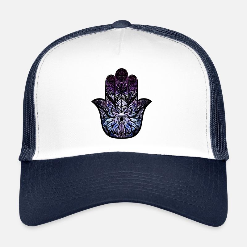 Kosmischer Hamsa - Trucker Cap - Weiß/Navy