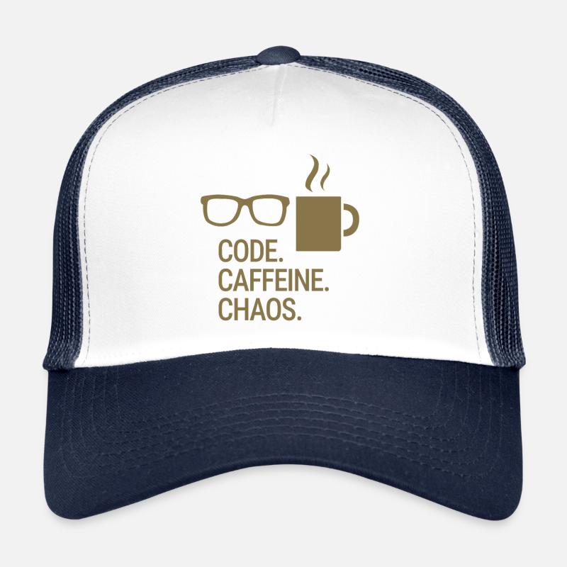 Code. Caffeine. Chaos. - Trucker Cap - white/navy