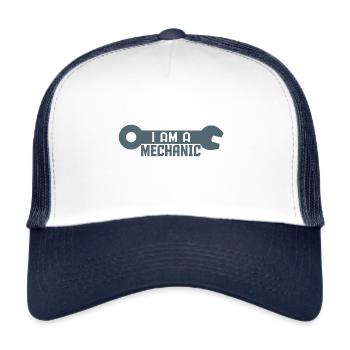 I AM A MECHANIC - Trucker Cap - Weiß/Navy - Vorne