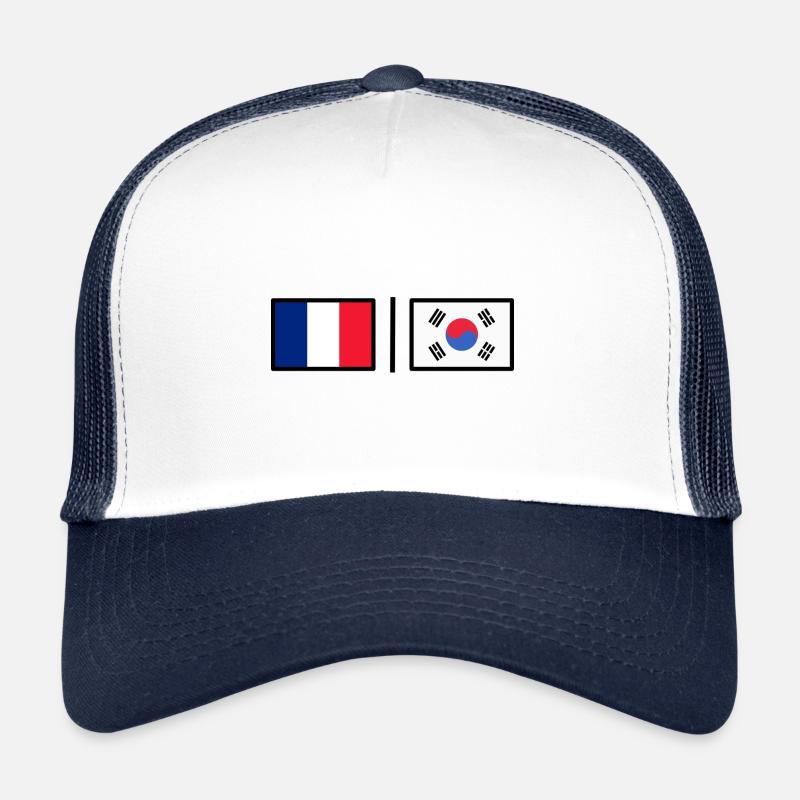 France - Corée - Casquette trucker - blanc/marine