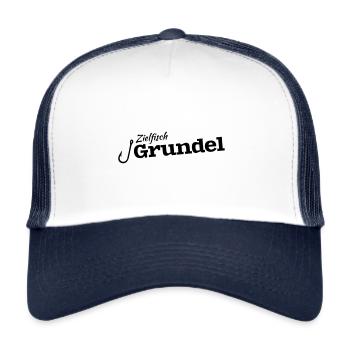 LetzterWurf Zielfisch Grundel Angeln - Trucker Cap - Weiß/Navy - Vorne