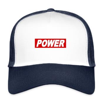 POWER cool saying Obey sign gift idea - Trucker Cap - white/navy - Front