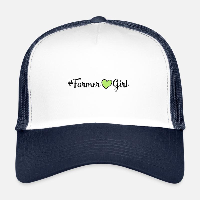 landwirtin herz mädchen spruch bäuerin - Trucker Cap - Weiß/Navy