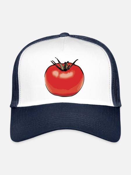 Dessin de tomate - Casquette trucker  - blanc/marine - Devant