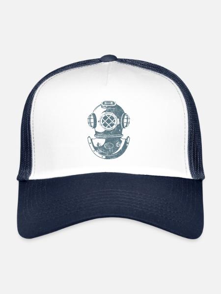 Equipement de plongée Apnée de plongée - Casquette trucker  - blanc/marine - Devant