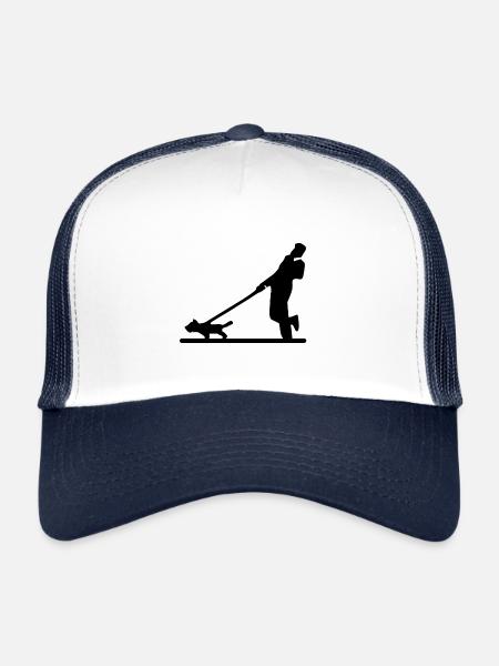 Dog pulls on a leash - Trucker Cap - white/navy - Front