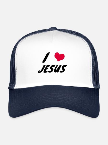 j'aime jésus - Casquette trucker  - blanc/marine - Devant