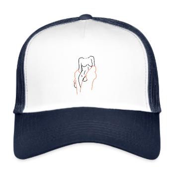 Woman in towel retro drawing design - Trucker Cap - white/navy - Front