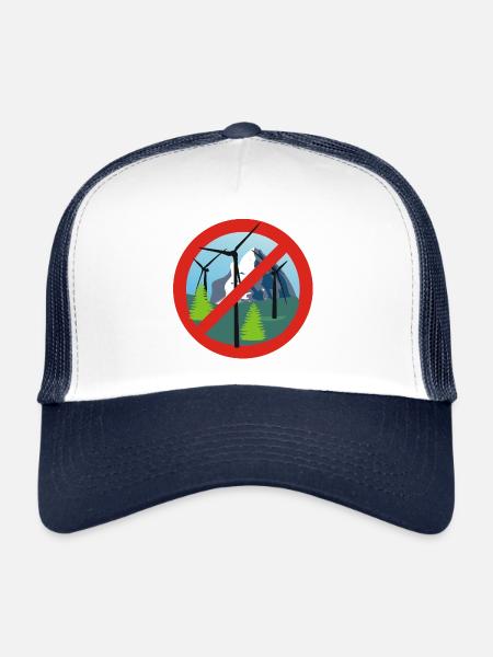 Against wind turbines - Trucker Cap - white/navy - Front
