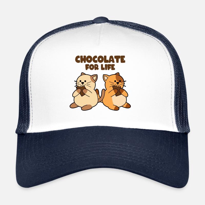 Chocolat pour la vie Chats - Casquette trucker  - blanc/marine