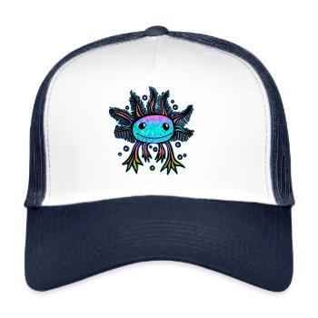 Axolotl bébé drôle avec des bulles - Casquette trucker  - blanc/marine - Devant