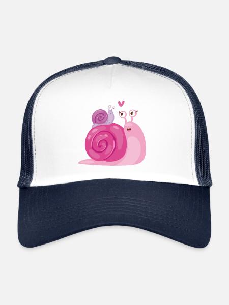 Drôle d’escargots amoureux - Casquette trucker  - blanc/marine - Devant