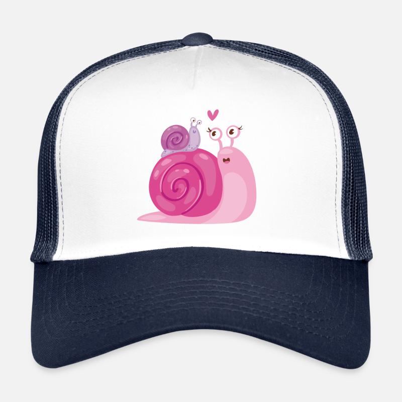 Lustige verliebte Schnecken - Trucker Cap - Weiß/Navy