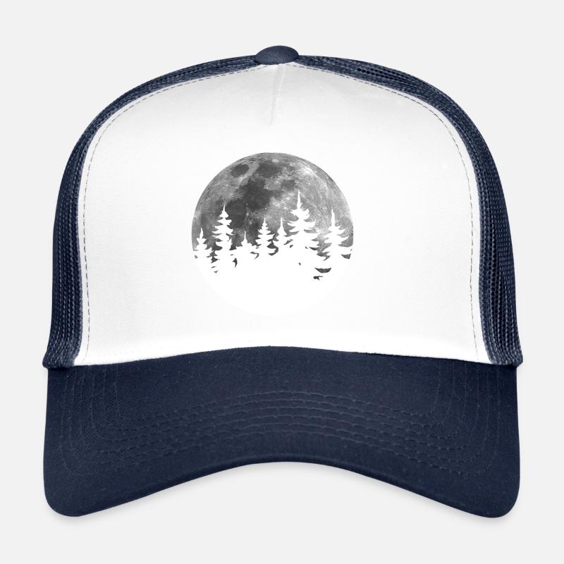 Forêt de sapins dans la pleine lune nature Casquette trucker 