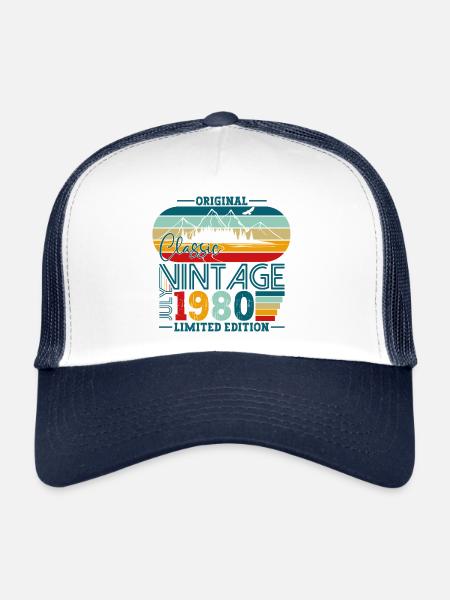 Original Juillet Millésime 1980 42ème Anniversaire Hommes - Casquette trucker  - blanc/marine - Devant