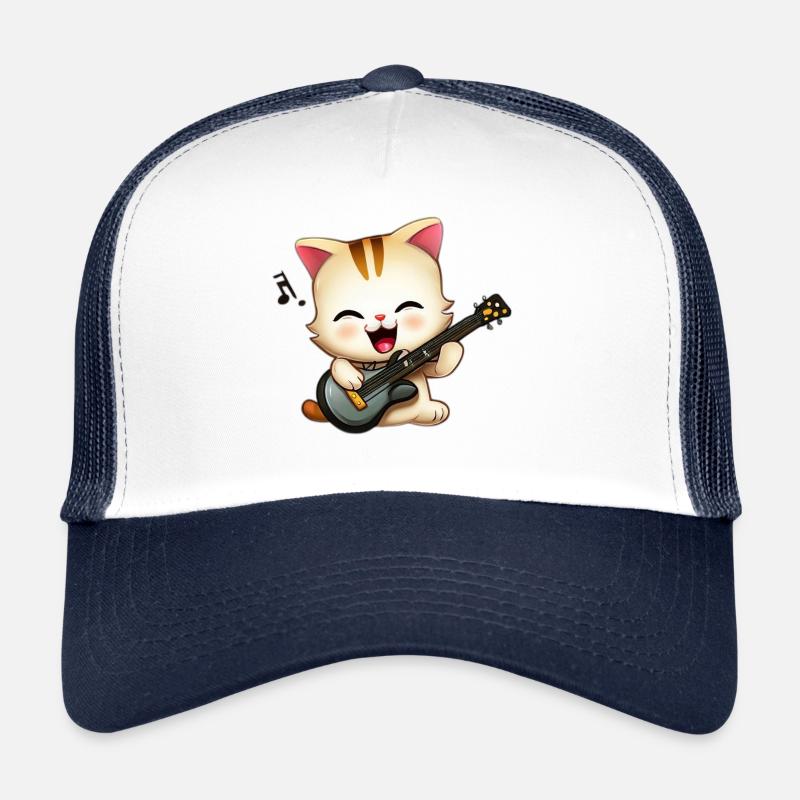 Cat making music Trucker Cap