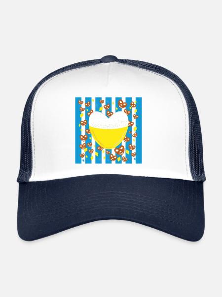 Herz mit Brezel zum Volksfest. - Trucker Cap - Weiß/Navy - Vorne