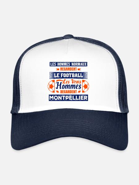 les vrais hommes regardent MONTPELLIER fans club - Casquette trucker  - blanc/marine - Devant