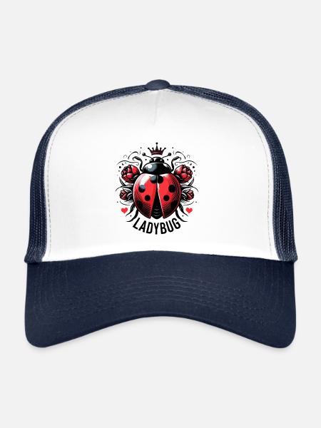 LADYBUG LADYBUG FLYING DOTS INSECT LUCK - Trucker Cap - white/navy - Front