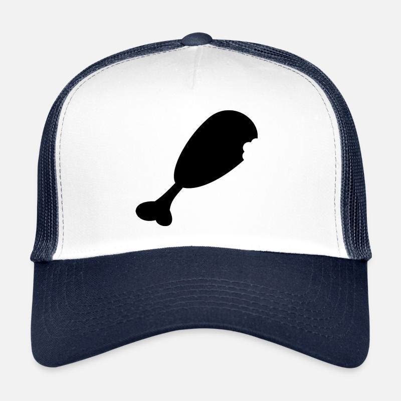 Hühnerschenkel Hähnchen Keule Fleisch Grillen - Trucker Cap - Weiß/Navy