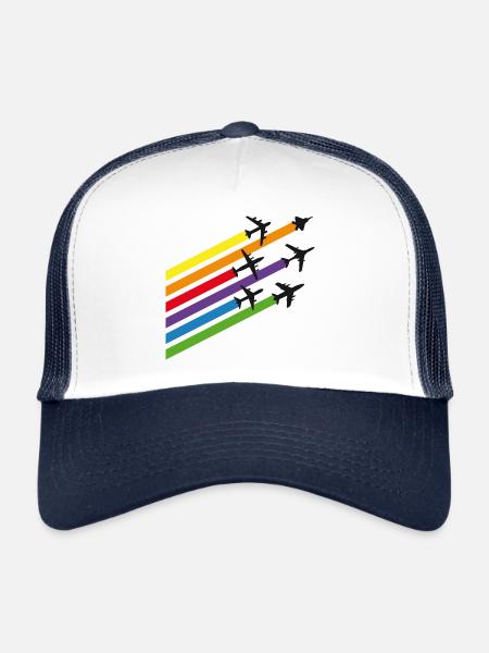 Aircraft strips - Trucker Cap - white/navy - Front
