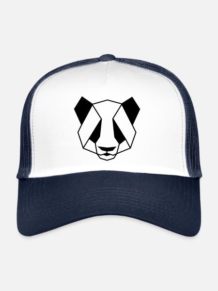 Panda Kopf geometrisch schwarz weiß süßes Tier - Trucker Cap - Weiß/Navy - Vorne