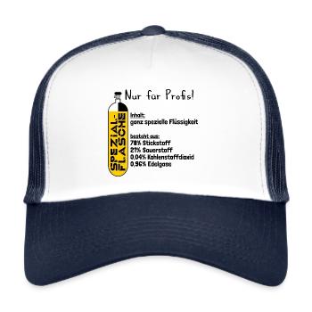 Spezialflasche mit der ganz speziellen Flüssigkeit - Trucker Cap - Weiß/Navy - Vorne