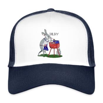 Grillsaison in Bilby, Australien - Trucker Cap - Weiß/Navy - Vorne
