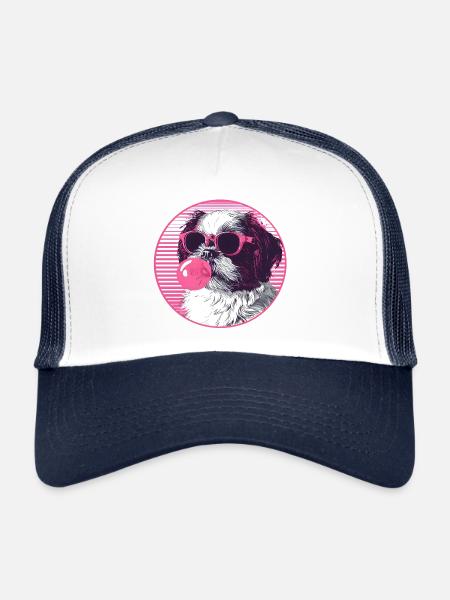 Lunettes de soleil Shi tzu Rose Bubblegum - Casquette trucker  - blanc/marine - Devant