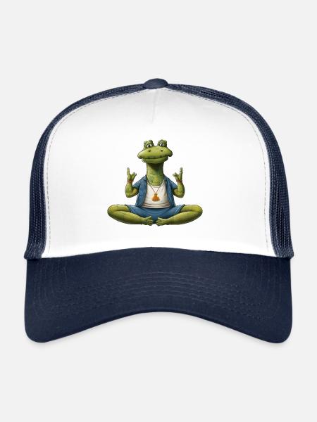 Crocodiles Yoga / Yogi Crocodile - Trucker Cap - white/navy - Front