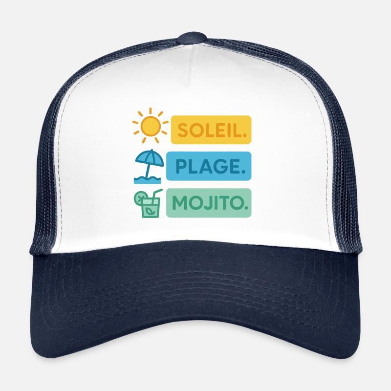 soleil plage mojito humour Casquette trucker 