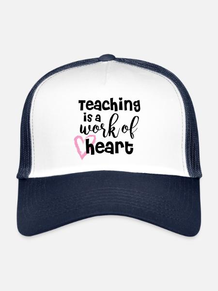 Teaching is a work of heart - Trucker Cap - white/navy - Front