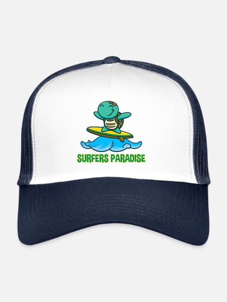 Kawaii Turtle Surfer - Sunglasses and - Trucker Cap - white/navy - Front