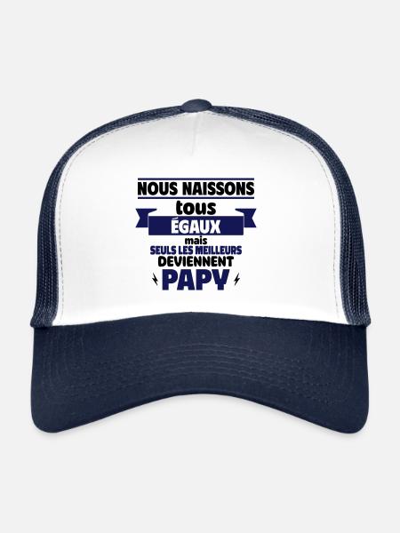 Seuls les meilleurs deviennent papy, idée Cadeau - Casquette trucker  - blanc/marine - Devant