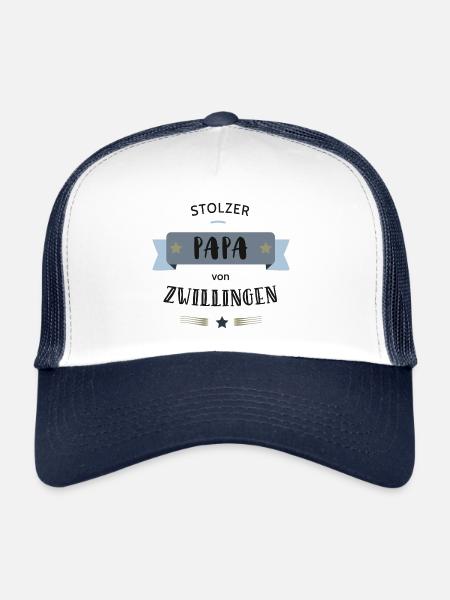 Proud daddy of twins father saying gift - Trucker Cap - white/navy - Front