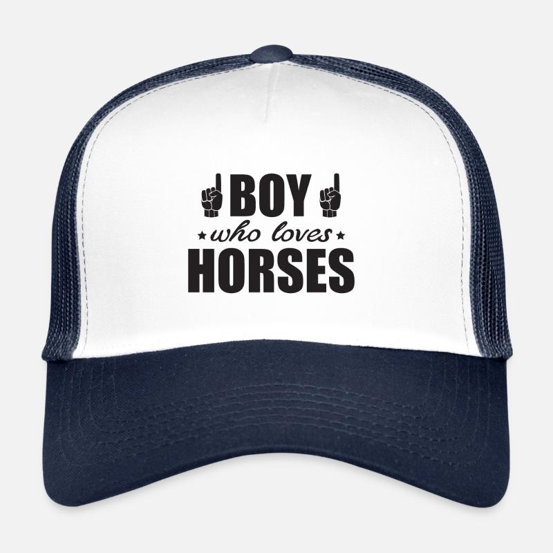 Boy Who Loves Horses - Trucker Cap - white/navy