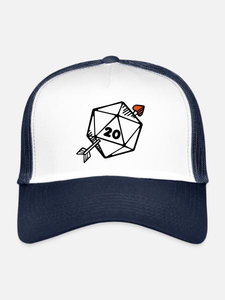 Pen and paper arrow dice heart - Trucker Cap - white/navy - Front