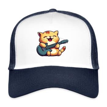 Cat with guitar - Trucker Cap - white/navy - Front