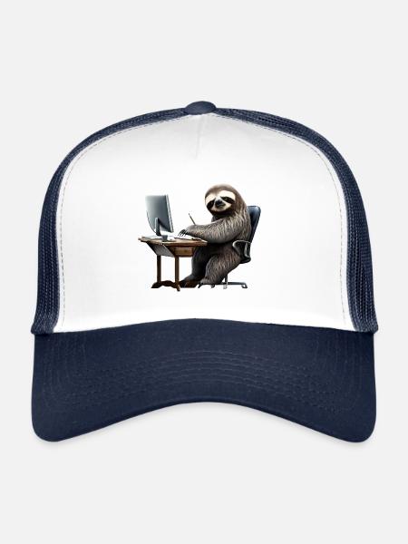 Office Sloth - Trucker Cap - white/navy - Front