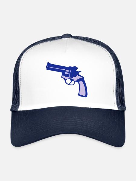 gun revolver gun - Trucker Cap - white/navy - Front