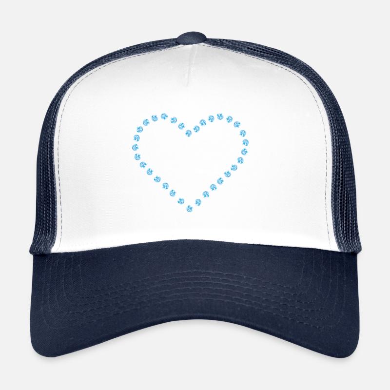 Diamant Herz blau Kontur - Trucker Cap - Weiß/Navy