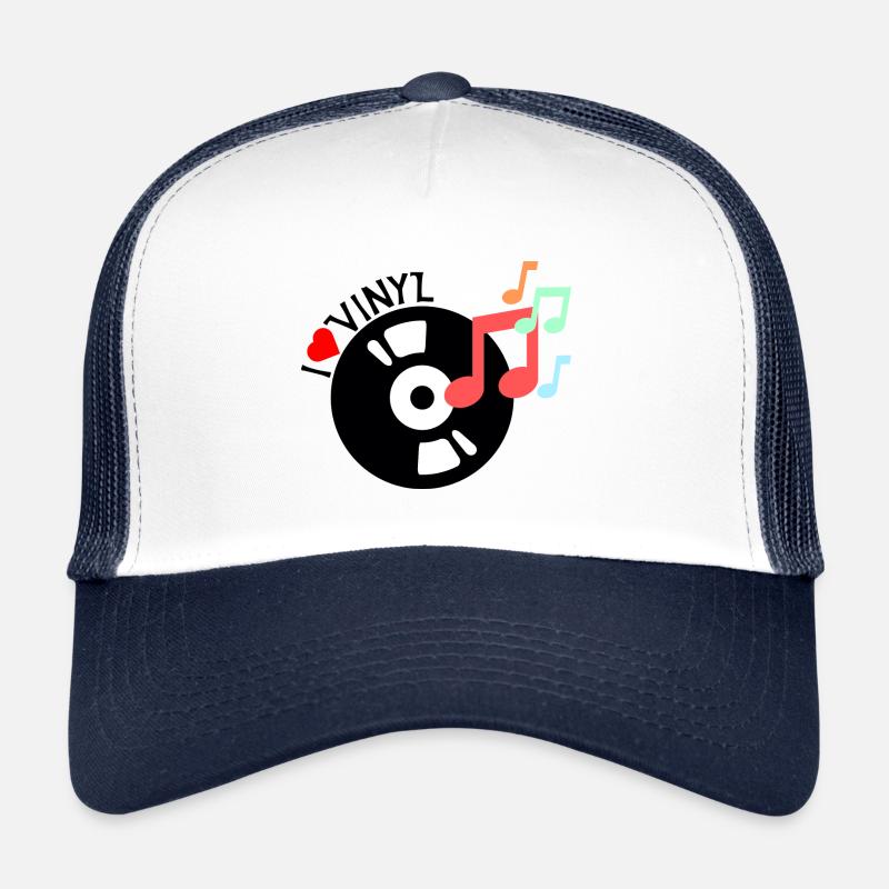 Ich liebe Vinyl - Trucker Cap - Weiß/Navy