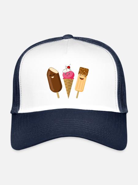 Trois de glace - Casquette trucker  - blanc/marine - Devant