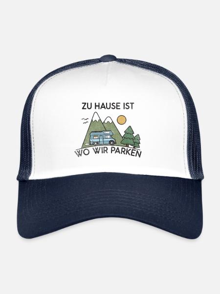 Camping at home is where we park - Trucker Cap - white/navy - Front