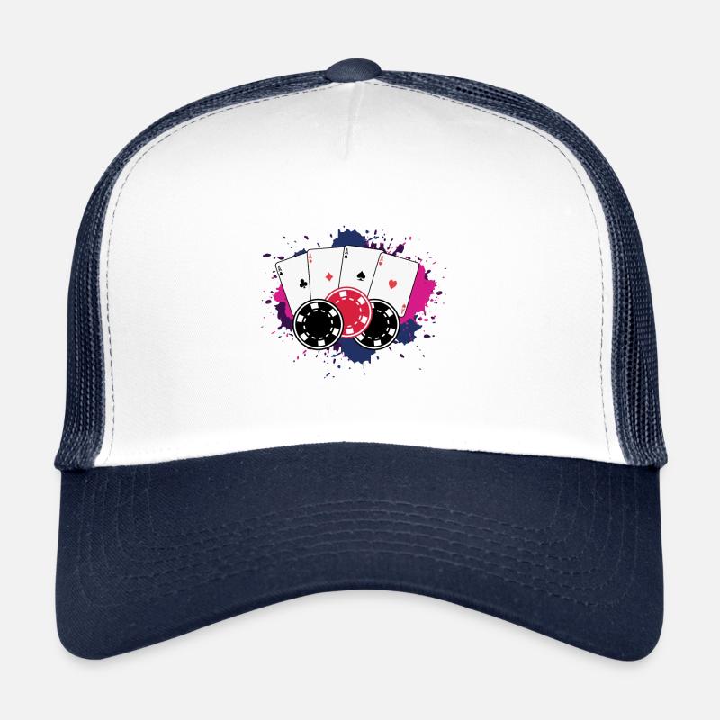 Poker Karten Chips Las Vegas - Trucker Cap - Weiß/Navy