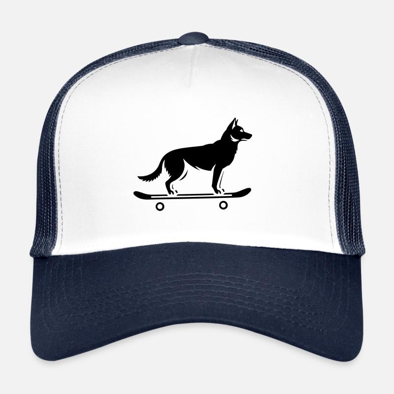 Hund Schäferhund Skateboard Skateboarder Trucker Cap